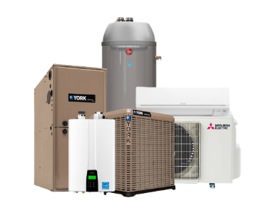 Furnace, Water Heater, Air Conditioner, Ductless Split units we offer.