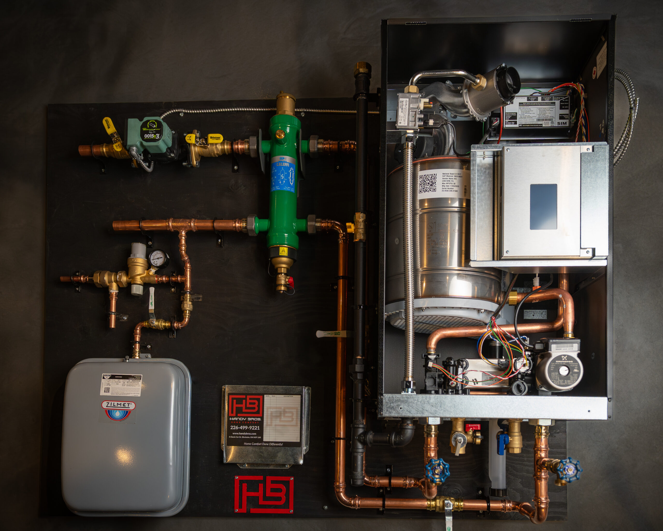 a boiler system with pipes and valves