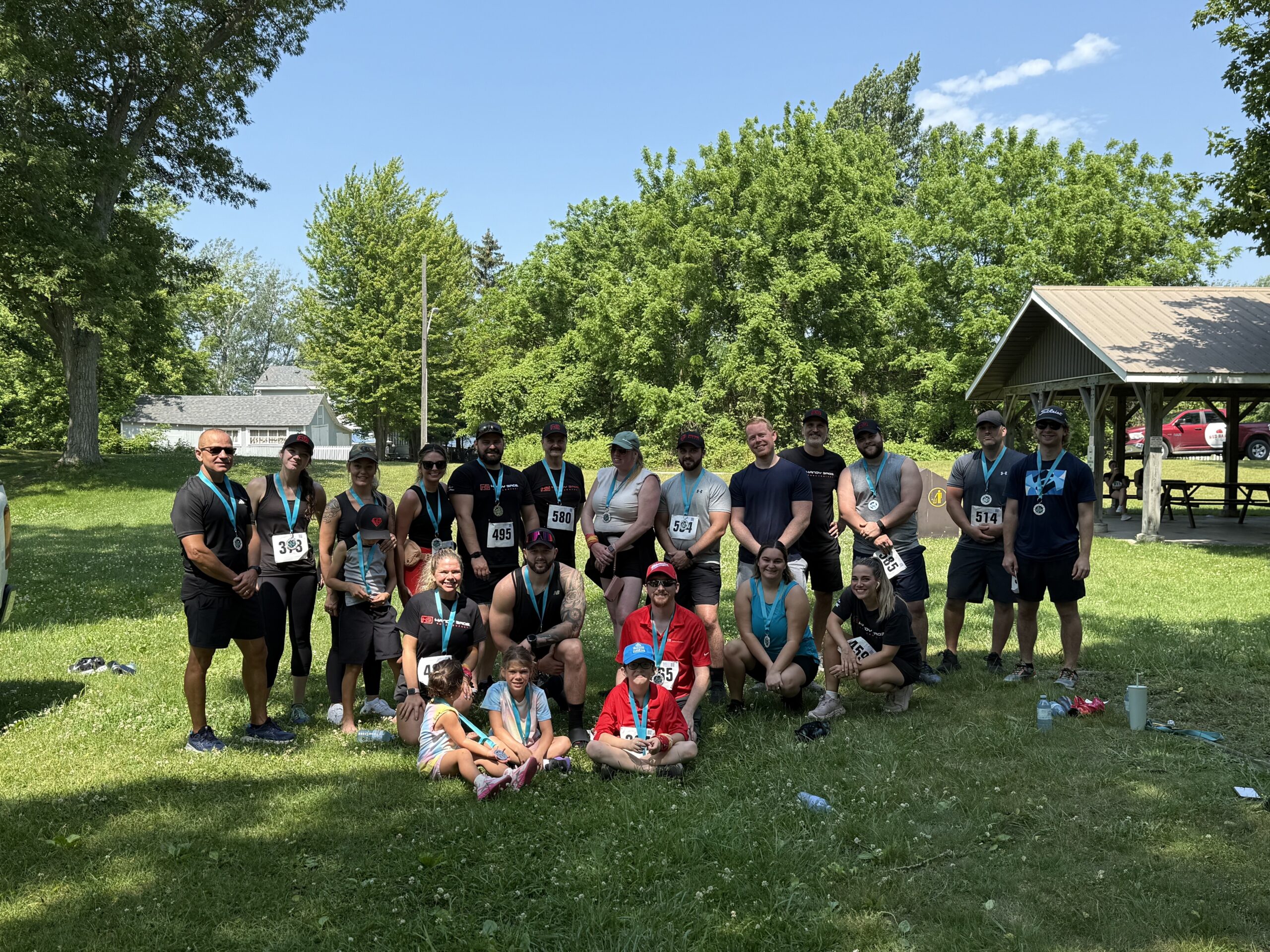 a group of people posing for a photo