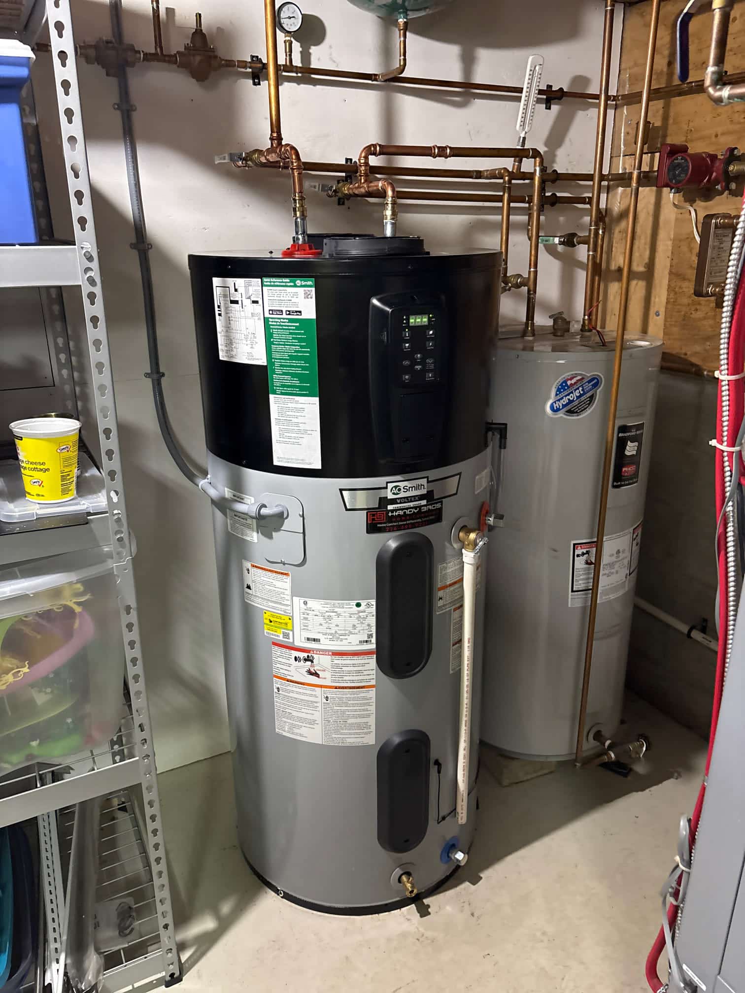 heat pump water heater in basement of a home