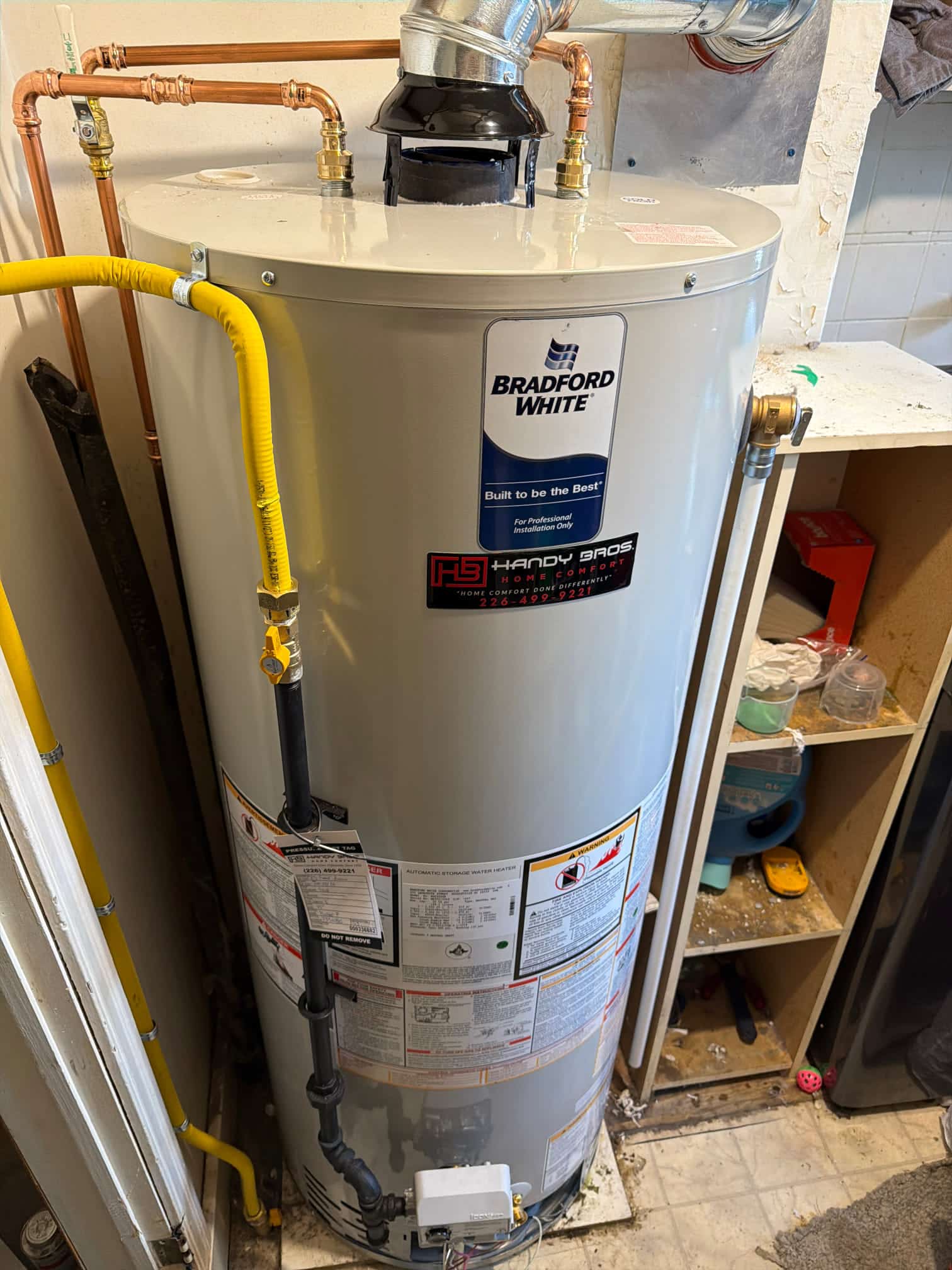 natural draft water heater in basement of a home