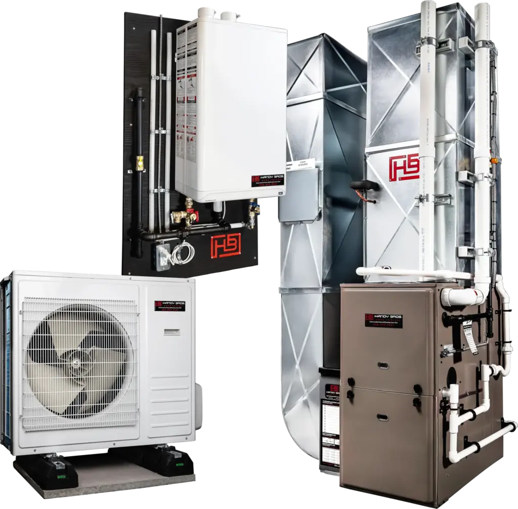 ultimate future proof package - handy bros. home comfort Cold-climate heat pump, furnace, tankless water heater and smart thermostat equipment Handy Bros. installs for London home energy retrofits.